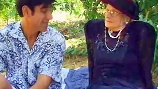 Granny enjoys non-stop action in explicit lay’s.