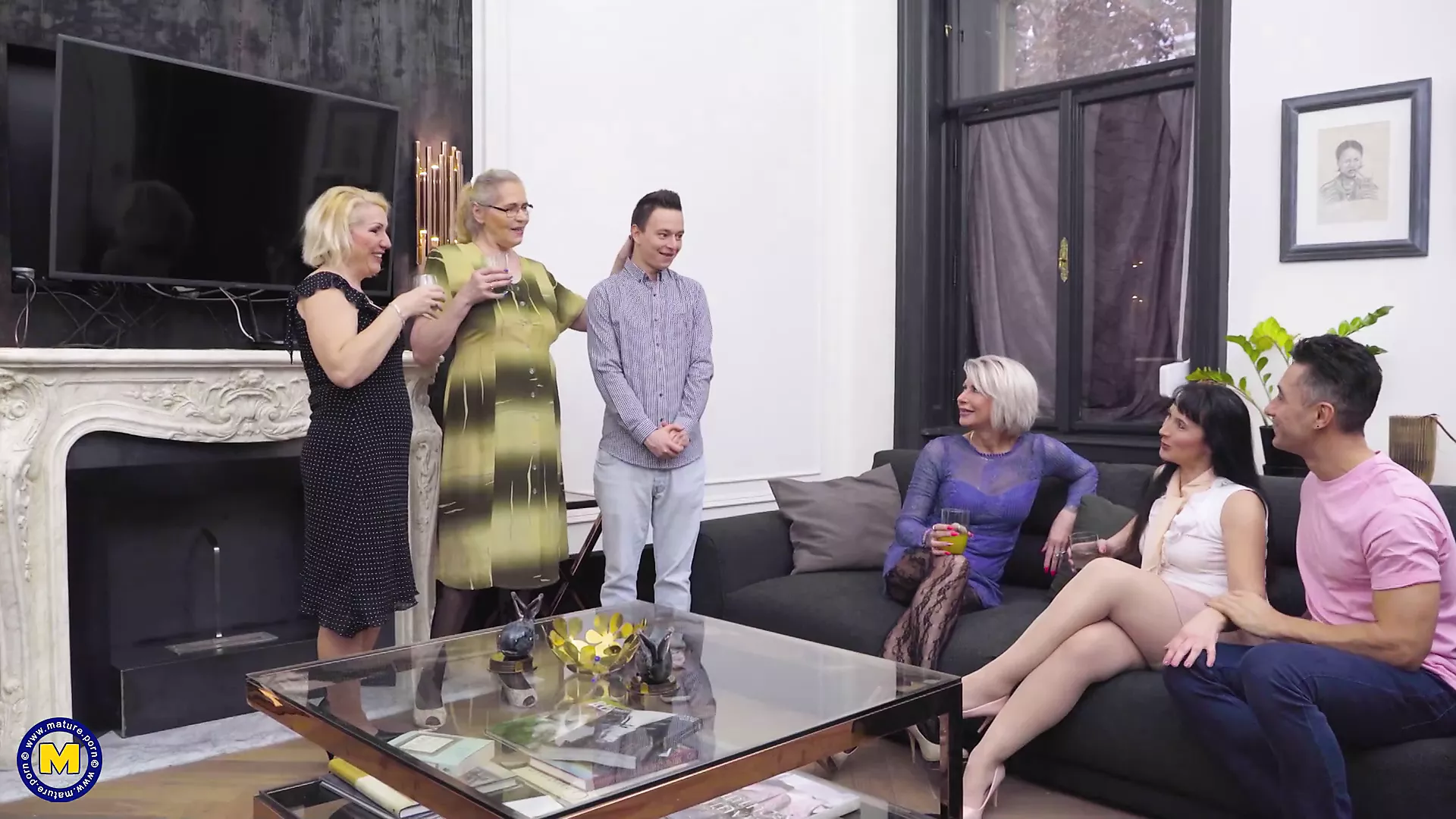 Older ladies and boys indulge in lubricous anal treat.